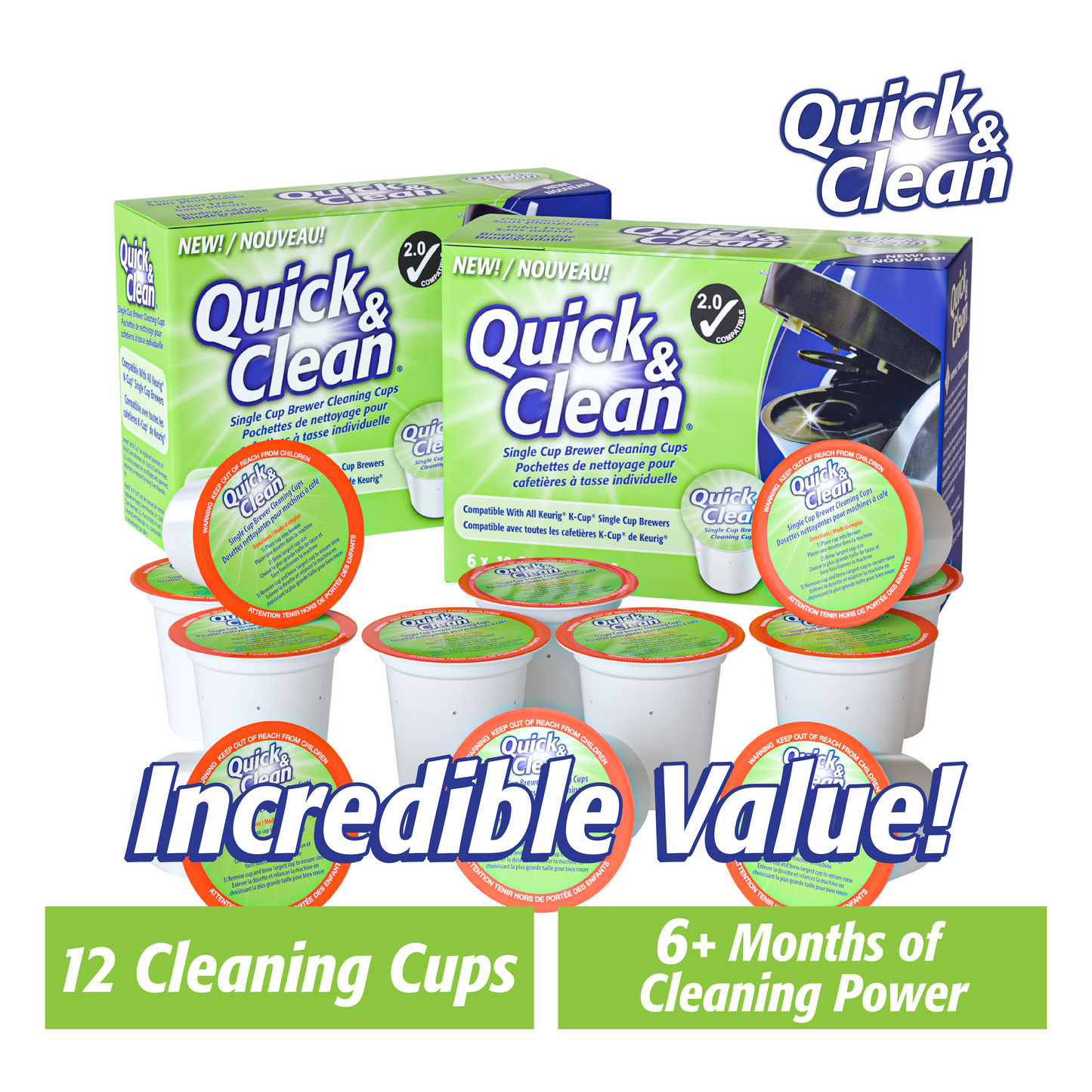 Quick & Clean K-Cups/Pods Cleaners Compatible with Keurig Coffee Machines