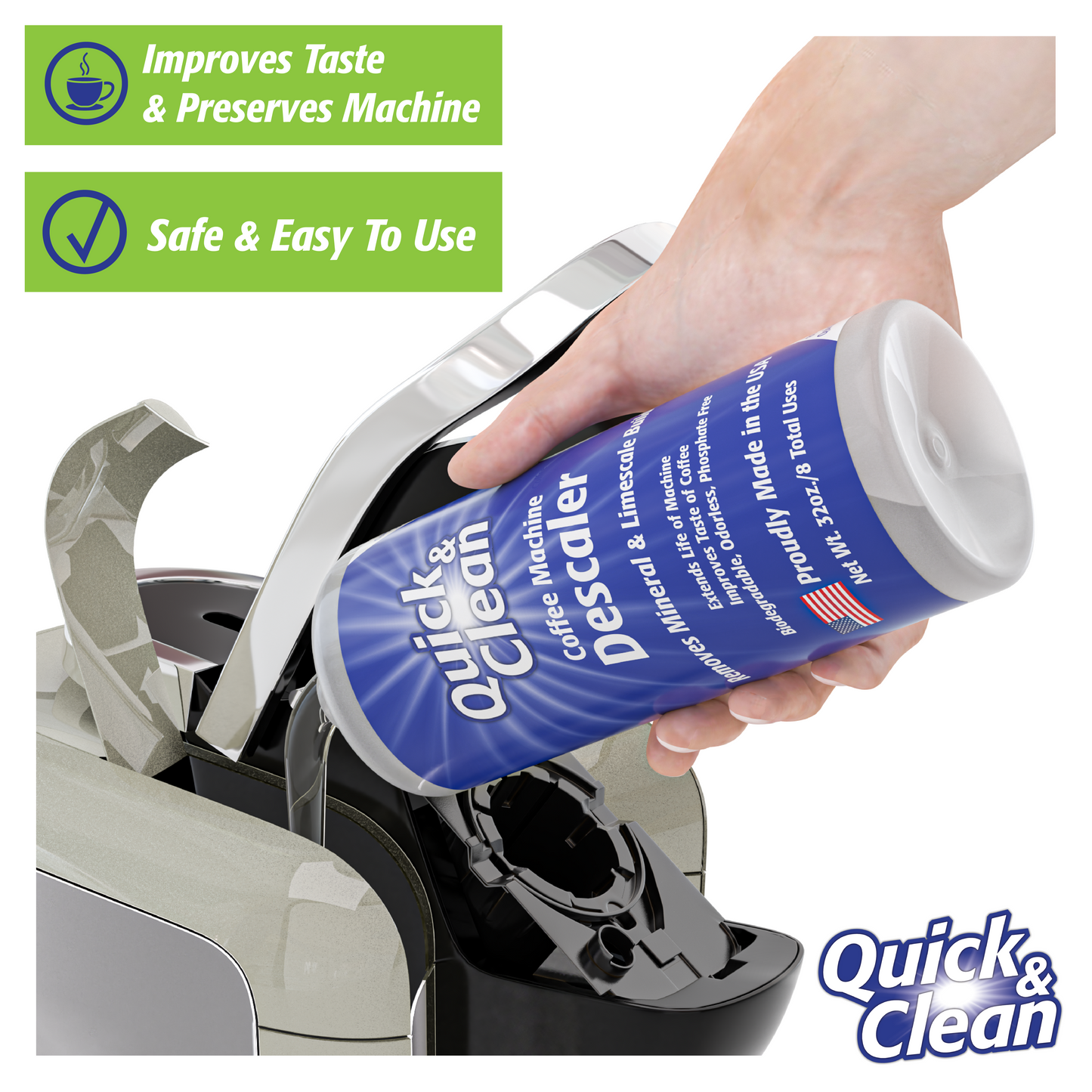 Quick & Clean 32oz/ 1 Liter Descaler Universl formula Compatible with Bottle