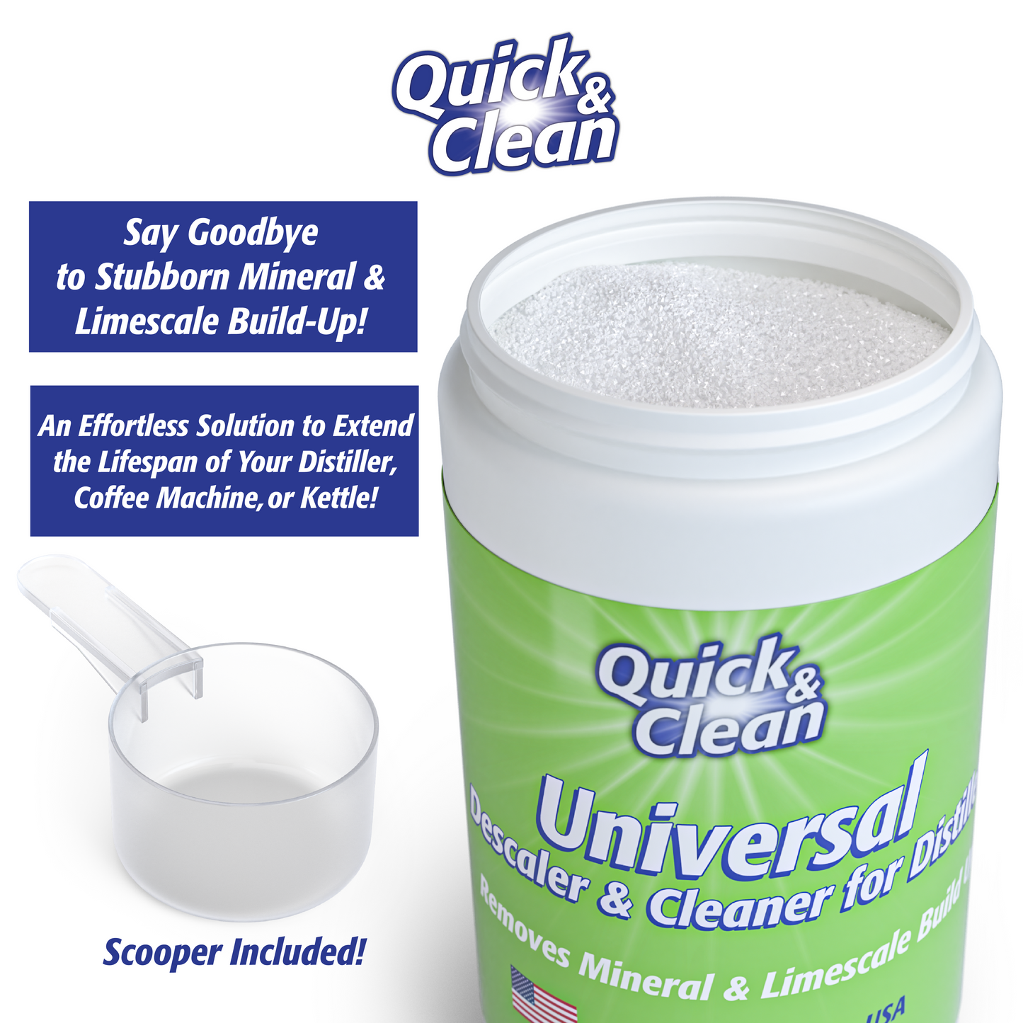 Quick & Clean 2LB Granular Universal Descaler, Removes Mineral & Limescale build up