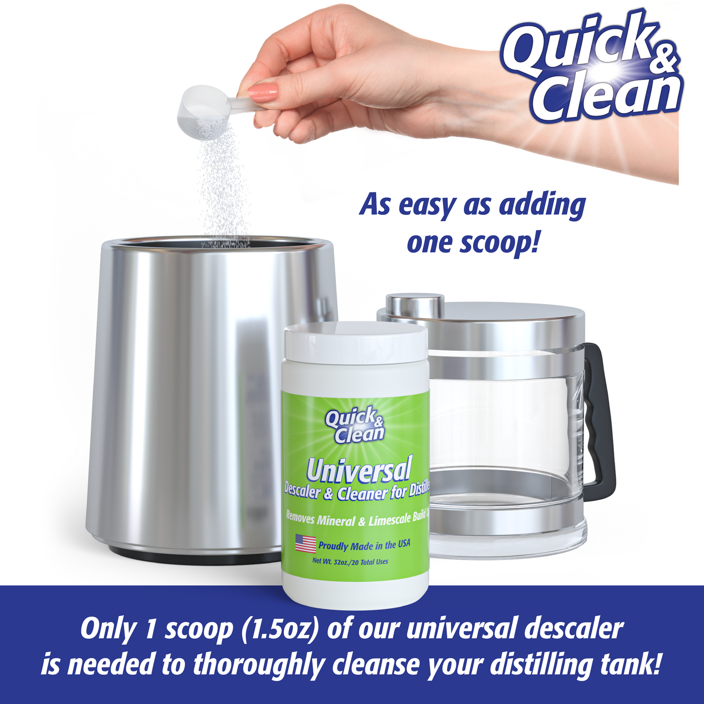 Quick & Clean 2LB Granular Universal Descaler, Removes Mineral & Limescale build up