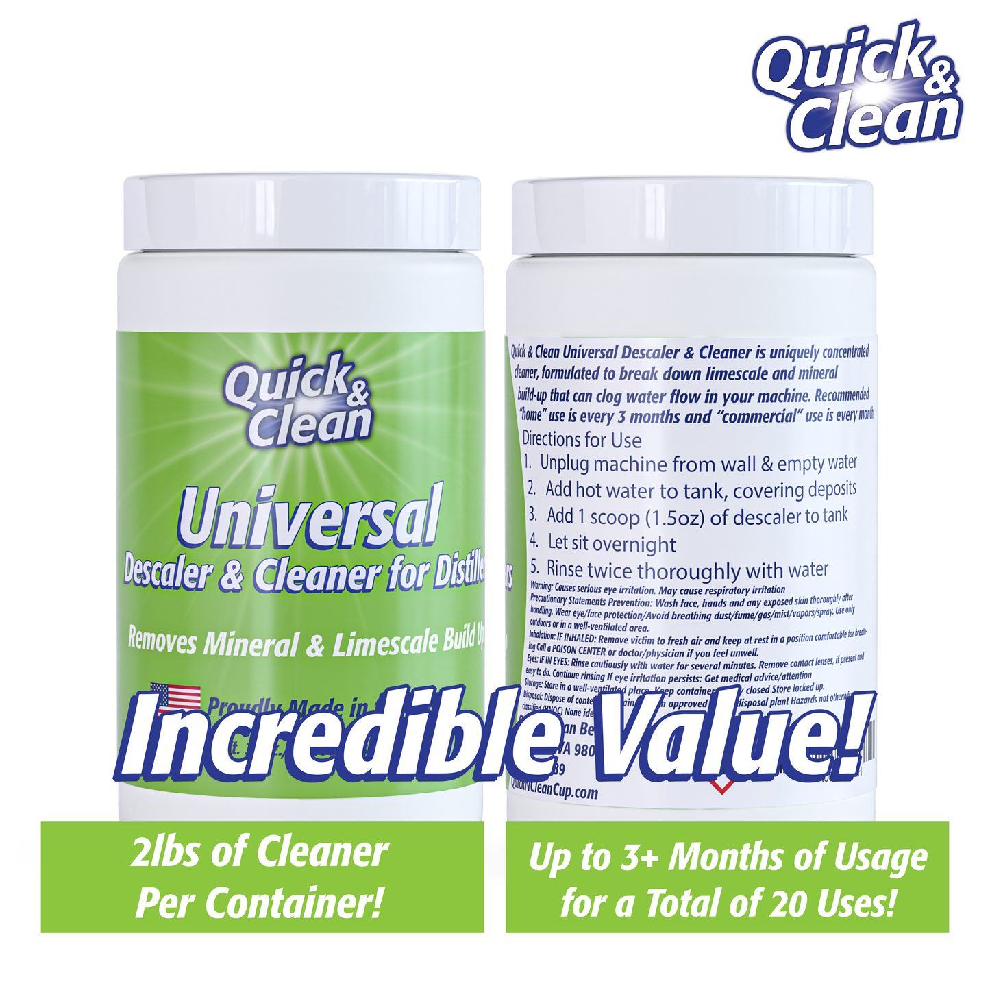 Quick & Clean 2LB Granular Universal Descaler, Removes Mineral & Limescale build up