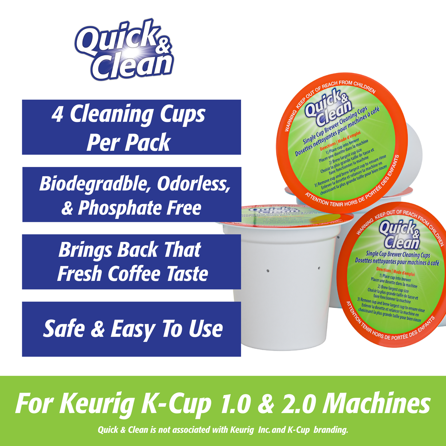 4-Pack of Cleaning Cups with Descaler Bundle (2 Total Uses)